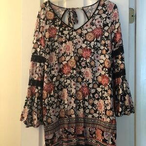 Boho black dress with florals